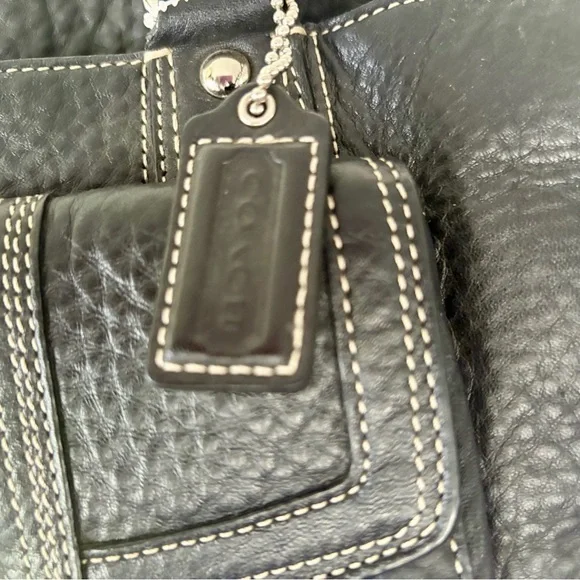 Coach Womens Black Pebbled Leather Hampton Top Handle Satchel Bag Doctor - Picture 2 of 9